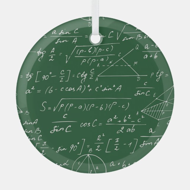 Trigonometry formulas geometric blackboard pattern glass tree decoration (Front)