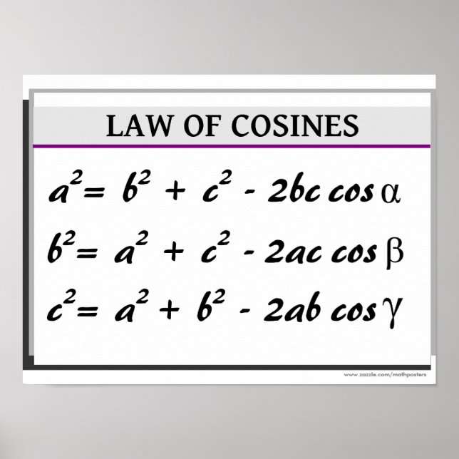 Trigonometry Poster: Law of Cosines Poster (Front)