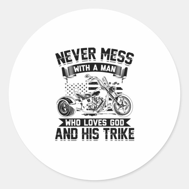 Trike & God | Trike Driving Trikes Biker Gifts Classic Round Sticker (Front)