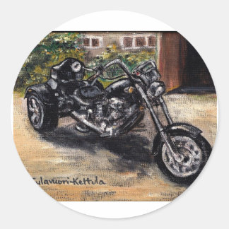 Trike motorcycle classic round sticker