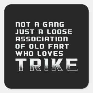 Triker Motor Trike Trikers Motorcycle Funny Retro Square Sticker