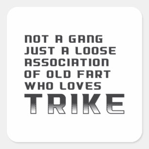 Triker Motor Trike Trikers Tricycle Funny Vintage Square Sticker