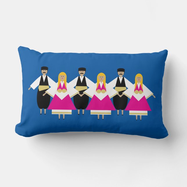 Trikeri Greece Dancers Lumbar Pillow (Front)