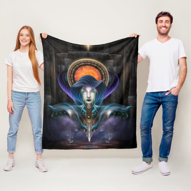 Trilia - Goddess Of The Orange Moon Fleece Blanket (In Situ)