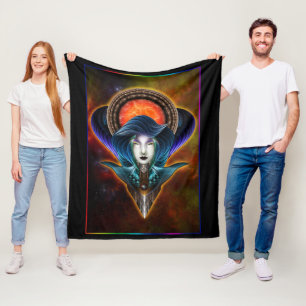 Trilia Red Nebula Portrait Fleece Blanket