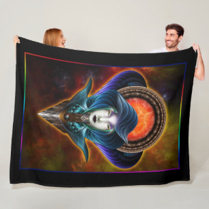 Trilia Red Nebula Portrait Fleece Blanket