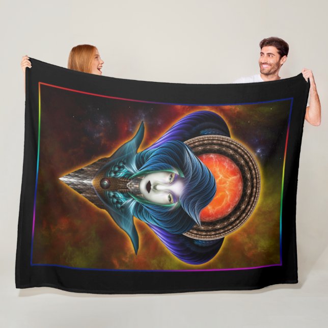 Trilia Red Nebula Portrait Fleece Blanket (In Situ)
