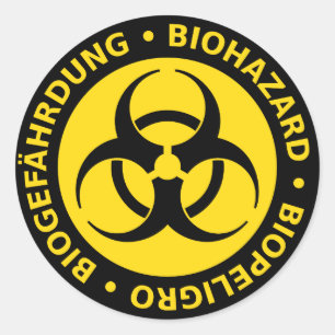 Trilingual Biohazard Warning Classic Round Sticker