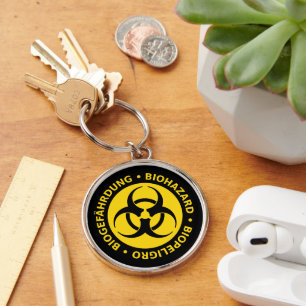 Trilingual Biohazard Warning Key Ring
