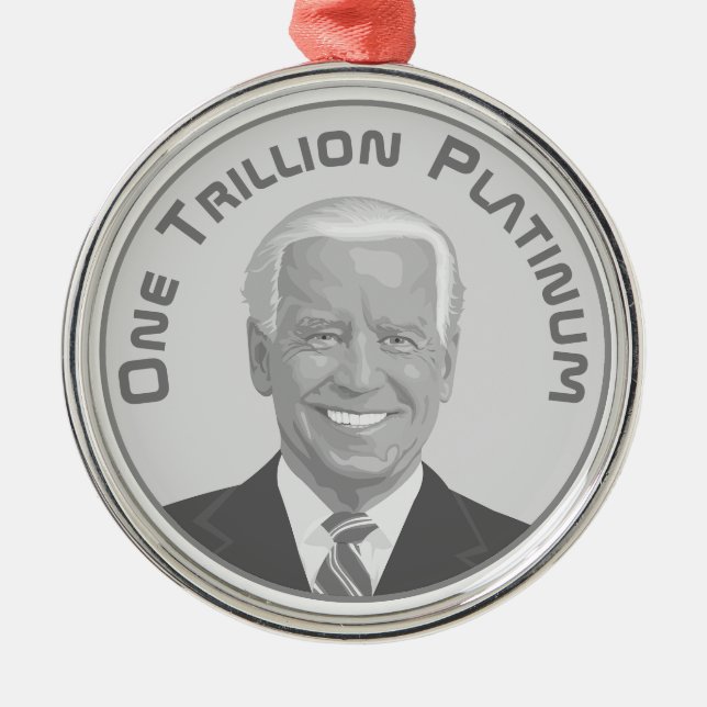 Trillion Dollar Platinum Coin Metal Tree Decoration (Front)