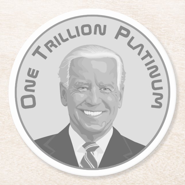 Trillion Dollar Platinum Coin Round Paper Coaster (Front)