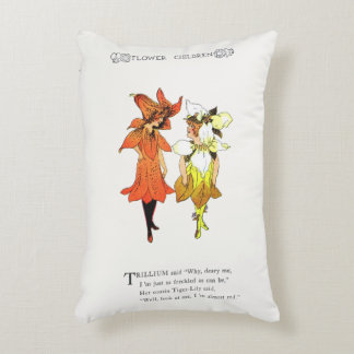 Trillium and Tiger-Lily, Whimsical Flower Book Art Decorative Cushion