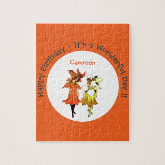 Trillium Tiger-Lily Whimsical Flower Party Supply Jigsaw Puzzle