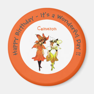 Trillium Tiger-Lily Whimsical Flower Party Supply Magnet