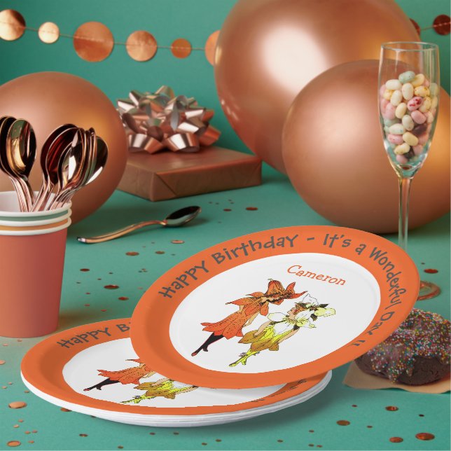 Trillium Tiger-Lily Whimsical Flower Party Supply Paper Plate (Multi)