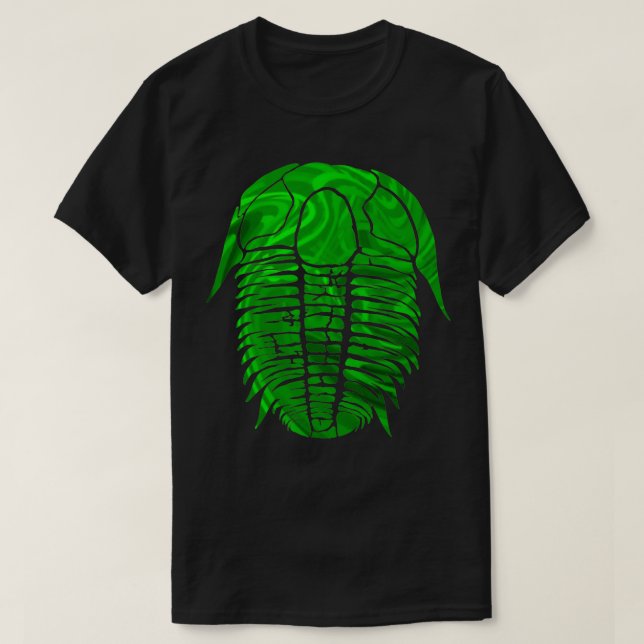 Trilobite Fossil Vector Emerald Pattern T-Shirt (Design Front)