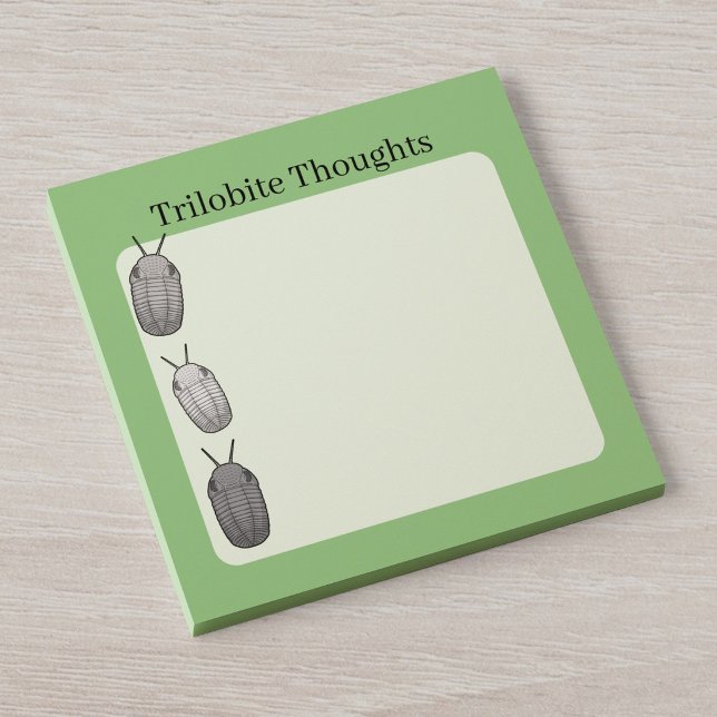Trilobite Thoughts- Prehistoric Fossil Post-it Notes (Desk View)