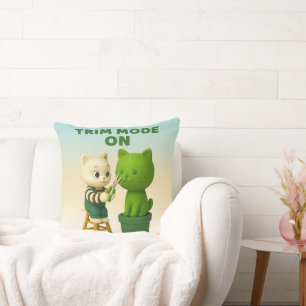 Trim Mode On: Cute Cat Gardener & Topiary Art Cushion