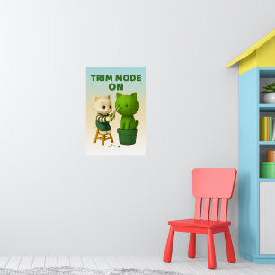 Trim Mode On: Cute Cat Gardener & Topiary Art Poster