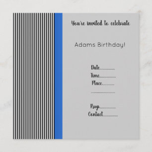 TRIMMED BLUE BIRTHDAY INVITATION Simple