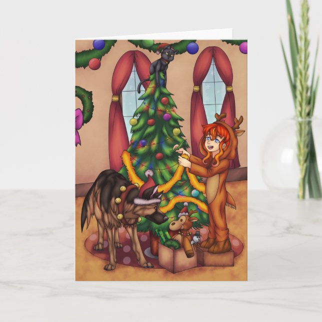 Trimming the Christmas Tree Card (Front)