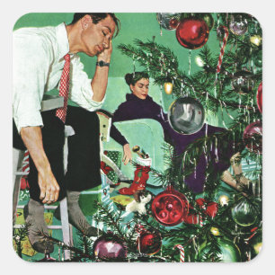 Trimming the Tree Square Sticker