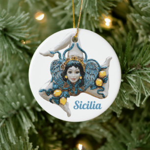 Trinacria of Sicily -Sicilian Favor Ceramic Tree Decoration