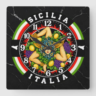 Trinacria Sicilia Italia  Square Wall Clock
