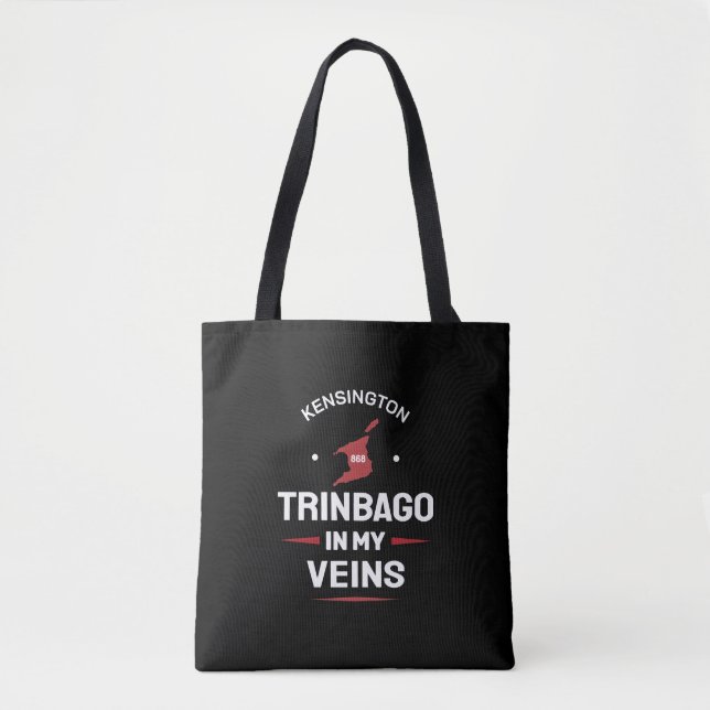 Trinbago in My Veins | Trini Pride BLACK Tote Bag (Front)