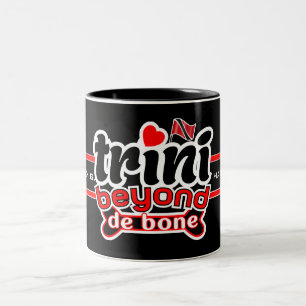 trini beyond de bone (your name) Two-Tone coffee mug