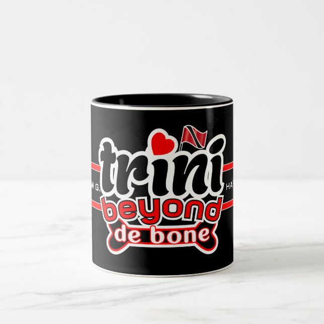 trini beyond de de bone with your name on Two-Tone coffee mug (Center)