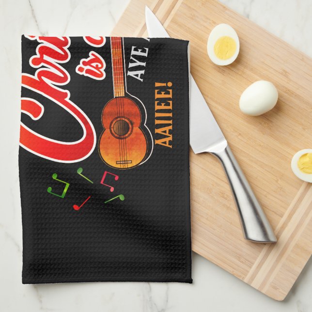 Trini Christmas is de Best on BLACK Tea Towel (Quarter Fold)