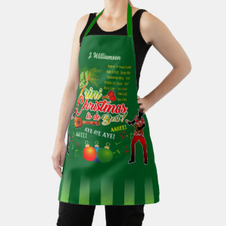 Trini Christmas Parranderos with Name on GREEN Apron