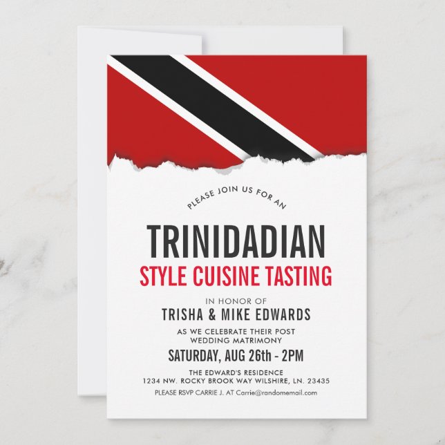 Trini Themed Cuisine | Party Flag Invite White (Front)