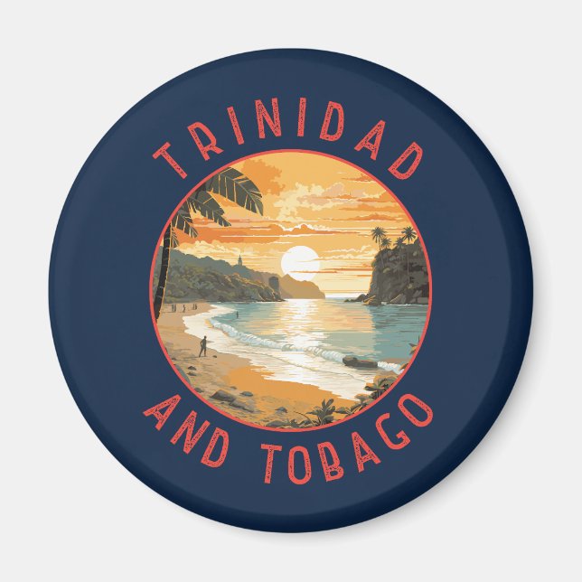 Trinidad and Tobago Caribbean Distressed Circle Magnet (Front)