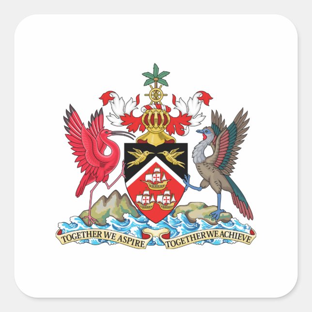 Trinidad and Tobago Coat of Arms Square Sticker (Front)