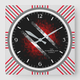 Trinidad and Tobago Dot Pattern Flag and Grey Edge Square Wall Clock