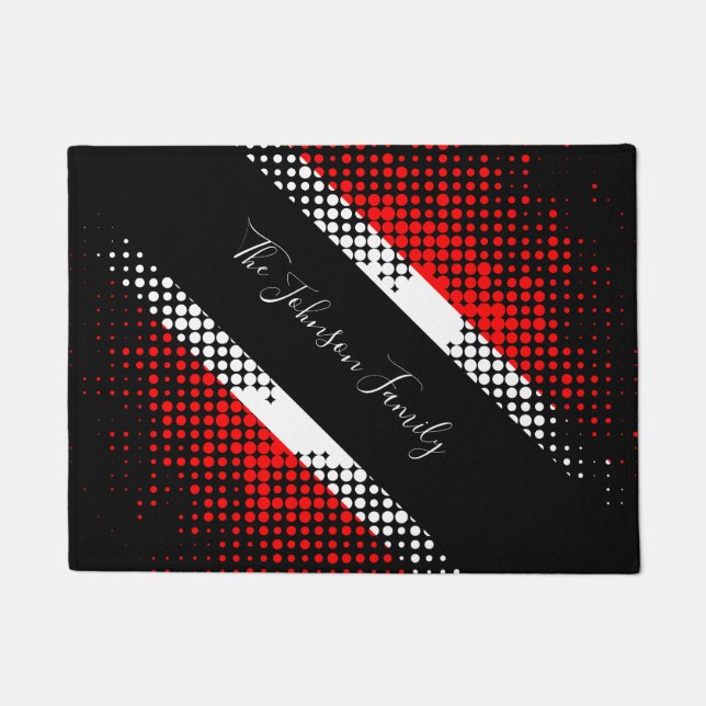 Trinidad and Tobago Dot Pattern Flag | Family Name Doormat (Front)
