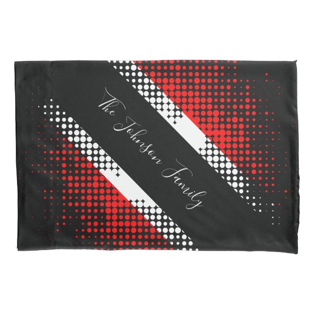 Trinidad and Tobago Dot Pattern Flag | Family Name Pillowcase (Front)
