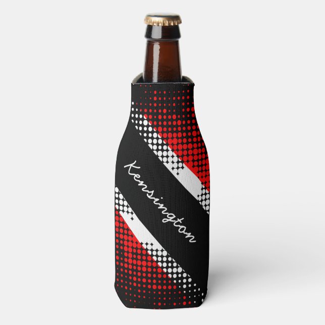 Trinidad and Tobago Dot Pattern Flag with Name Bottle Cooler (Bottle Front)