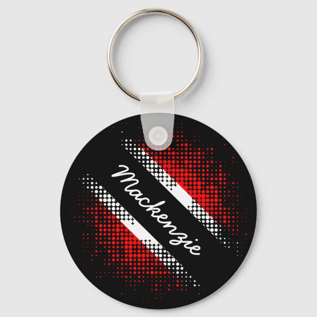 Trinidad and Tobago Dot Pattern with Name Key Ring (Front)