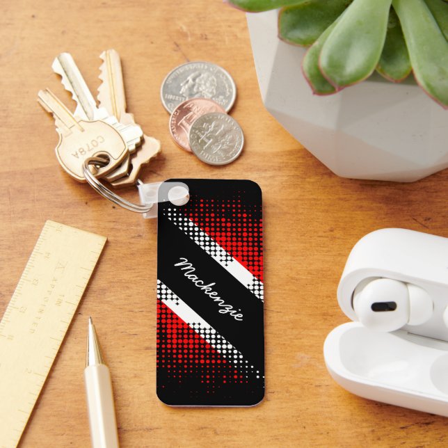 Trinidad and Tobago Dot Pattern with YOUR NAME Key Ring (Desk)