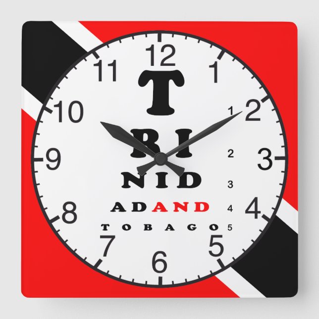 Trinidad And Tobago Eye Chart Square Wall Clock (Front)