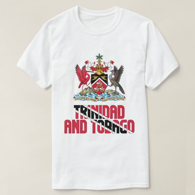 Trinidad and Tobago Flag and Coat Of Arms T-Shirt (Design Front)