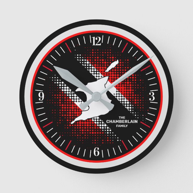 Trinidad and Tobago Flag and Map Round Clock (Front)