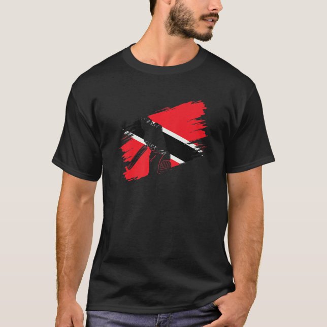 Trinidad And Tobago Flag Cricket Fan Player Coach T-Shirt (Front)