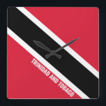 Trinidad and Tobago Flag Dazzling Patriotic Square Wall Clock<br><div class="desc">Trinidad and Tobago Flag Dazzling Patriotic Square Wall Clock in the colors and the elements of the Trinidad and Tobago national flag covering the front of the clock. National flag colors are complemented with the text "Trinidad and Tobago" on the bottom. Text is fully customizable using "Customize it!" feature. Feel...</div>