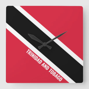 Trinidad and Tobago Flag Dazzling Patriotic Square Wall Clock