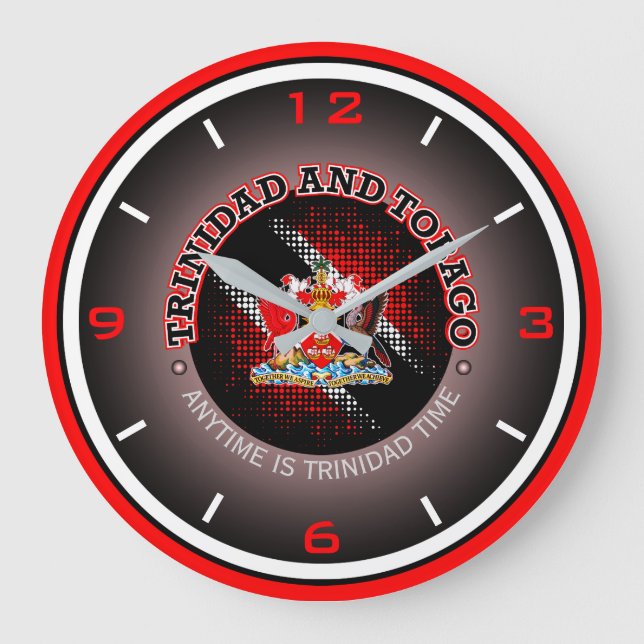 Trinidad and Tobago Flag (Dot Pattern) Large Clock (Front)
