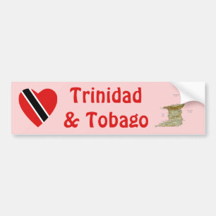 Trinidad and Tobago Flag Heart+ Map Bumper Sticker